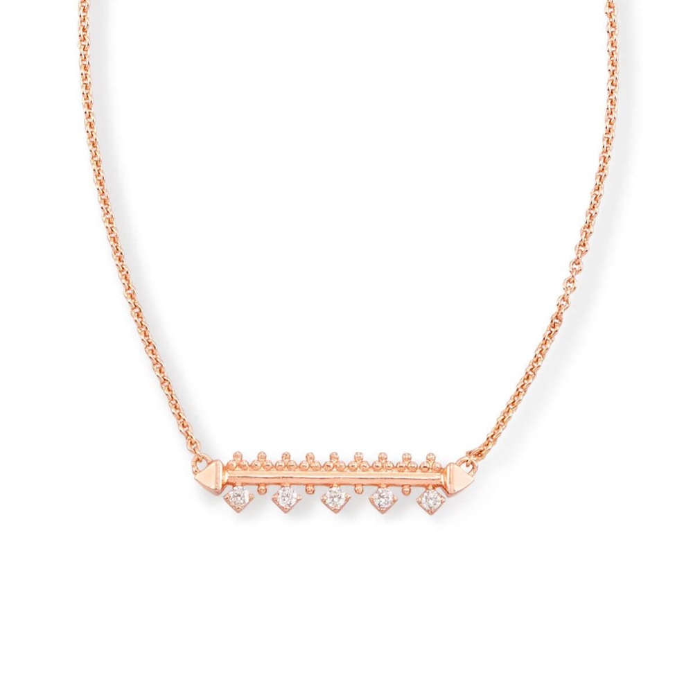 Anissa Bar Pendant with CZ and rose gold Necklace